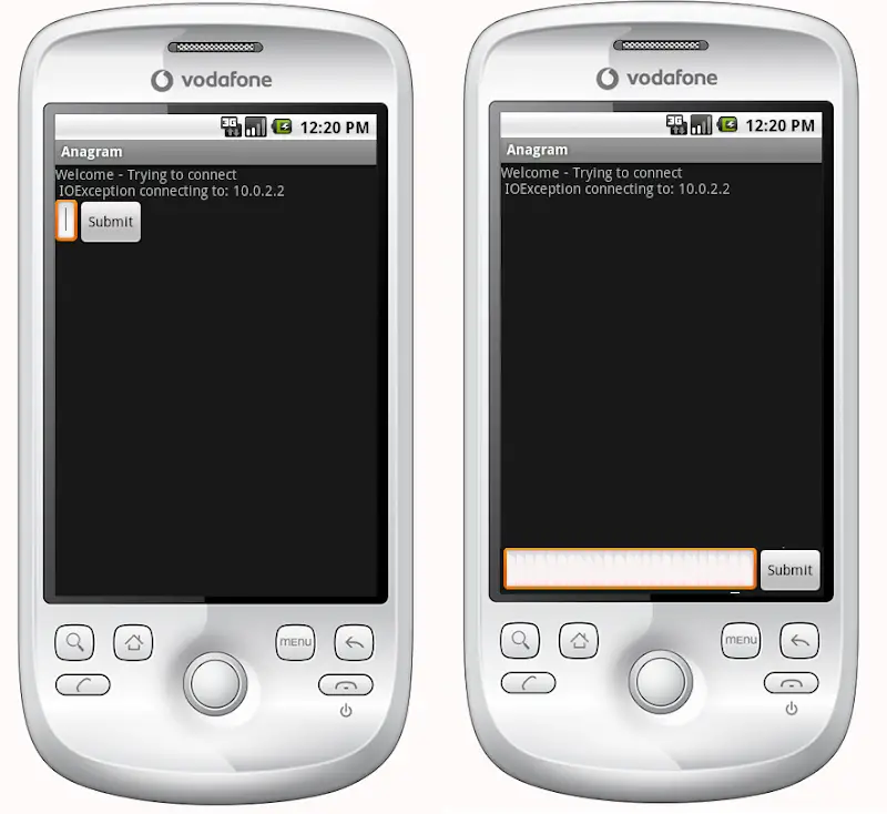 Android-Layout – Ist (links) und Gewünscht (rechts)